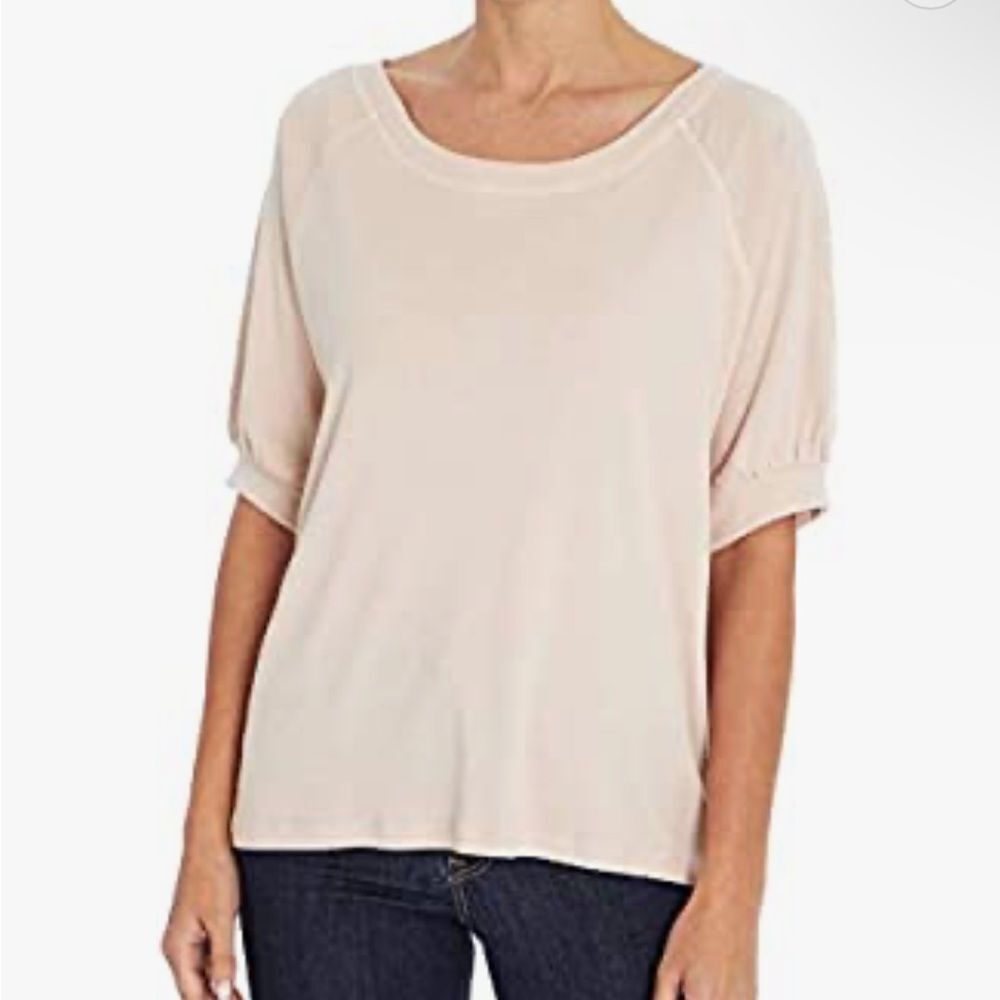 THREE DOTS Short Sleeve Raglan Puff Top Rose Dust Women’s Size Small